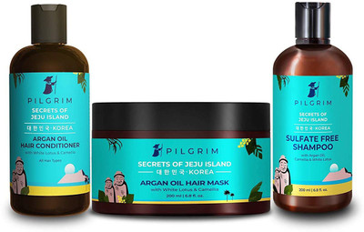 Pilgrim Sulfate Free Shampoo, Argan Oil Hair Mask,Argan Oil Hair Conditioner 200ml(3 Items in the set)