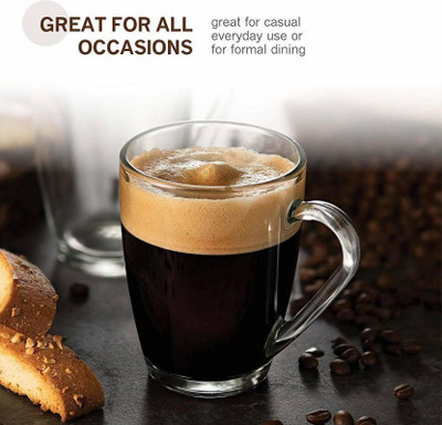 T R Creation glass tea & coffee cup set of 6(clear) Glass Coffee Mug(220 ml, Pack of 6)