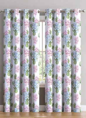 Tample Fab 274 cm (9 ft) Polyester Room Darkening Long Door Curtain (Pack Of 2)(Floral, Blue, Pink)