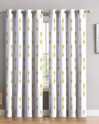 SJV 214 cm (7 ft) Polyester Room Darkening Door Curtain (Pack Of 2)(Geometric, White, Yellow)