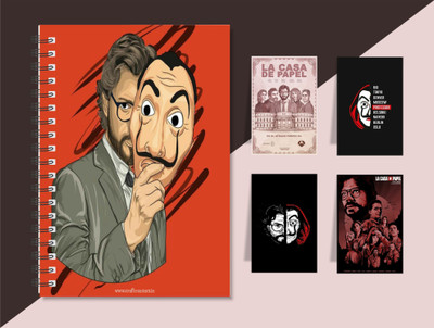 Macro MONEY HEIST A5 Diary RULED 160 Pages(Multicolor, Pack of 5)