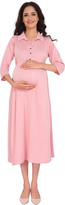 mamma's maternity Women Fit and Flare Pink Dress