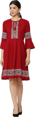 farukhi creation Women A-line Red Knee Length Dress