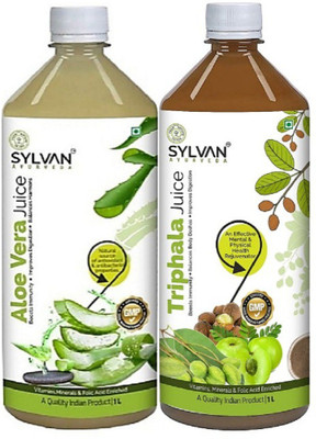 SYLVAN AYURVEDA ALOE VERA JUICE 1L & SYLVAN TRIPHALA JUICE 1L | COMBO PACK(2 x 1000 ml)