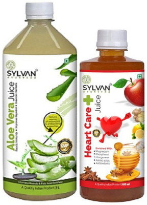 SYLVAN AYURVEDA ALOE VERA JUICE 1L & HEART CARE JUICE 500ML| COMBO PACK(2 x 750 ml)