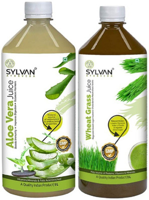 SYLVAN AYURVEDA SYLVAN ALOE VERA JUICE 1L & WHEAT GRASS JUICE 1L | COMBO PACK(2 x 1000 ml)