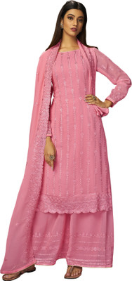 VUBA Georgette Embroidered, Embellished Kurta & Palazzo Material