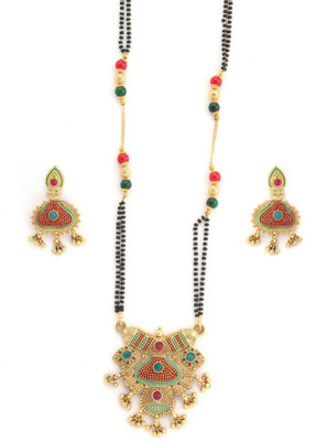 Untouched Alloy Gold-plated Gold, Green Jewellery Set(Pack of 1)