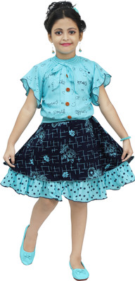 Chandrika Girls Party(Festive) Skirt Top(LIGHT BLUE)