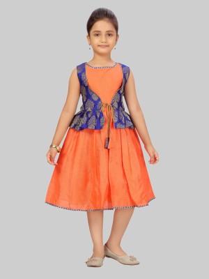 Aarika Girls Midi/Knee Length Party Dress(Multicolor, Sleeveless)