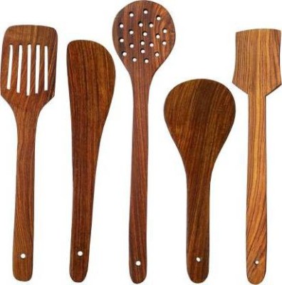 LyqArt Wooden Cooking Spoons | Baking Spoons | Ladle | Spatula | Wood Ladle | Wood Spatula | Wood Spoons | Wooden Spatula | Wooden Ladle Brown Kitchen Tool Set (Brown) Kitchen Tool Set(Brown, Cooking Spoon)