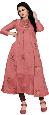 ICYNOSURE Women Embroidered Anarkali Kurta(Pink)