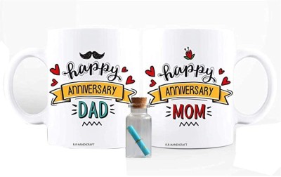 Couples Emotion Ceramic Coffee for MoM and DaD Ceramic Coffee Mug(330 ml, Pack of 2)