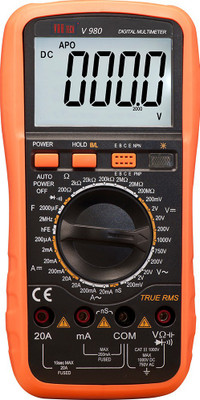 VAR TECH Multimeter V 980, 4½ Digits (20000 Counts) TRUE RMS, Full Function Protection with Backlight Digital Multimeter(Black, Orange 20000 Counts)