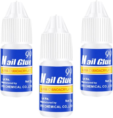 Ghelonadi Nail Glue Professional Nail Art Glue for Fake/False Artificial Nails Adhesive and Long Lasting for Salon Use (Pack of 3)(Clear)