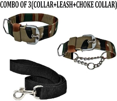 Hachiko Dog Collar & Leash(Medium, Olive,Black)