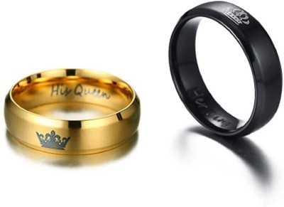 HOUSEOFTRENDZZ Stainless Steel Titanium, Gold Plated Ring Set