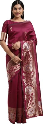 Shaily Retails Woven Banarasi Silk Blend Saree(Purple)