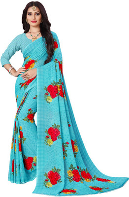 maayro Printed Bollywood Georgette Saree(Pink)