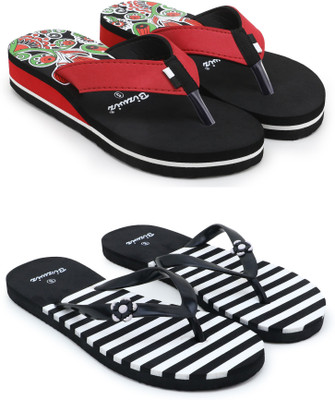 Bizwiz Women Flip Flops(Multicolor , 8)