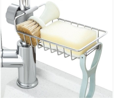Giffy ® Faucet Sponge Holder Shower Caddy Soap Dish Sink Organizer Drainer Stand for Bathroom Kitchen Accessories(Silver)