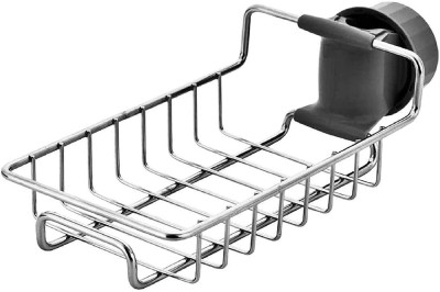 Mobfest ® Stainless Steel Sink Caddy Organizer, Tap Organiser Clip Storage Rack Practical Home Kitchen Faucet Shelf Snap-on Faucet Rack Drain Rack Holder for Soap, Sponges(Silver)