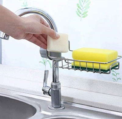MobFest Stainless Steel Adjusting Multifunctional Over Kitchen Sink Caddy(Steel)
