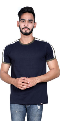 Kore Cloting Point Striped Men Round Neck Green T-Shirt