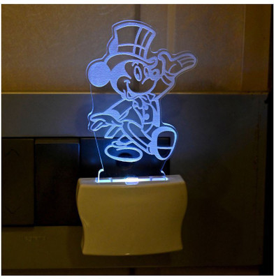 1st Time 3D Illusion Mickey Mouse Multi Colour LED Night Lamp, -K174 Night Lamp(10 cm, White)