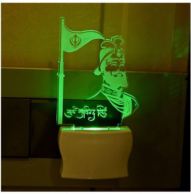 1st Time 3D Illusion Effect The Guru Govind Singh Multi Colour LED Night Lamp, -K122 Night Lamp(10 cm, Multicolor)