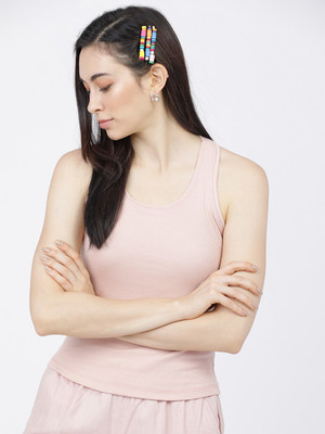 Tokyo Talkies Casual Solid Women Pink Top