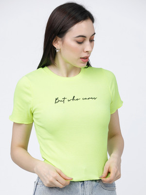 Tokyo Talkies Casual Solid Women Green Top