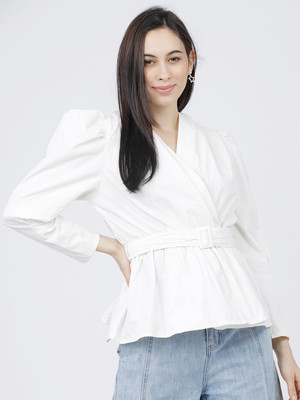 Tokyo Talkies Casual Solid Women White Top