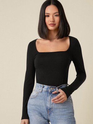 Aahwan Casual Solid Women Black Top