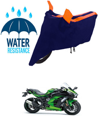 RONISH Waterproof Two Wheeler Cover for Kawasaki(Ninja H2R, Black, Orange)