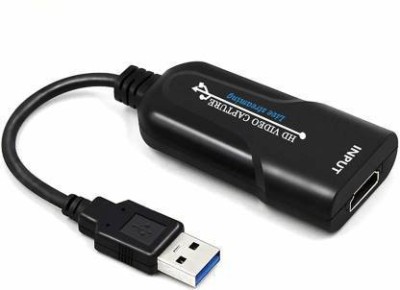 microware  TV-out Cable Full HD Audio Video Capture Card, Game Capture Card USB2.0/USB 3.0 Super Speed 1080P| HDMI to USB for Live Performance | DSLR Recording | Live Streaming | Gaming | Video Conference | Teaching(Black, For Laptop)