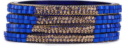 Rijoli Glass Zircon Bangle Set(Pack of 4)
