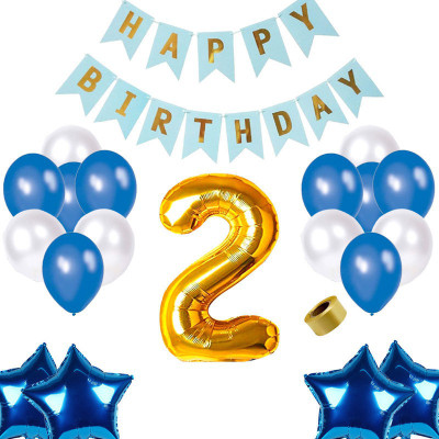 Shopperskart presents Second/2nd Happy Birthday Banner Combo/Kit Pack For Party Decorations (Pack Of 49) Blue(Set of 49)