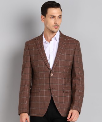 Blackberrys Checkered Single Breasted Party Men Blazer(Multicolor)