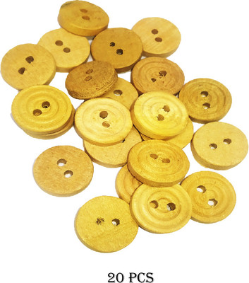 lookat Wooden Button Plain Natural Wooden Colour 2 Holed for Sewing and art and craft Wooden Buttons (Pack of 20) Wooden Buttons(Pack of 20)