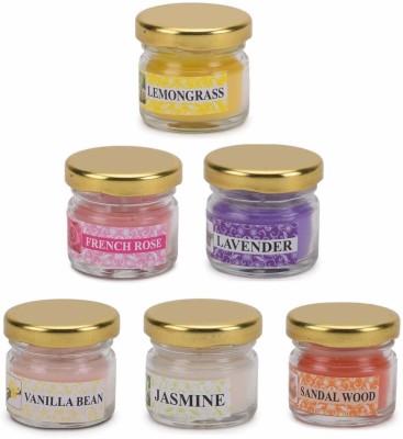 iWin Decorative Designer Candles Mini JAR for Diwali, Designer handicraft diyas and candals for Diwali Decorating Candle Multi-Scented (Pack of 6) Candle(Multicolor, Pack of 6)