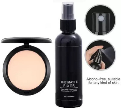 MYEONG PERFECT MATTE FINISH MAKEUP SETTING SPRAY FIXER WITH WATER PROOF COMPACT POWDER MAKEUP KIT(2 Items in the set)