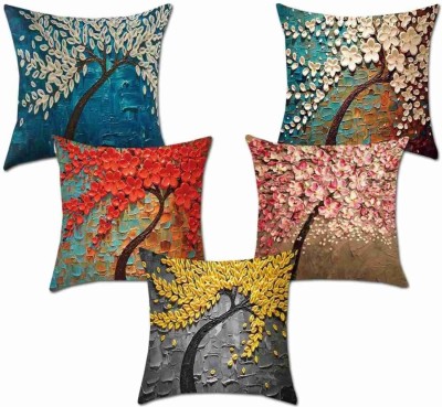 PVN STORE 3D Printed Cushions Cover(Pack of 5, 40 cm*40 cm, Multicolor)