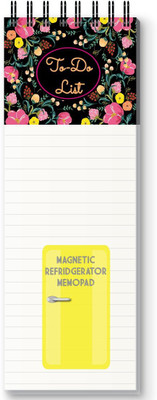 Nourish Magnetic Memo Pad Regular Memo Pad RULED 50 Pages(BLACK FLORAL)