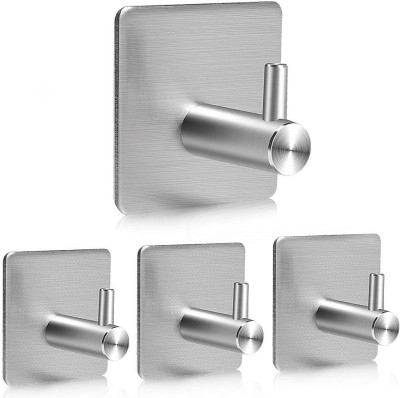 MARTO Adhesive Hook Heavy Duty Waterproof Stainless Steel Bathroom Wall Hook 4(Pack of 4)