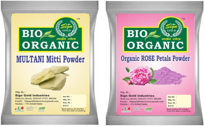 sign gold MULTANI MITTI FACE PACK (With Rose petals & Turmeric) FOR Face & Hair PACK 2 (100gX2) (200 g)(200 g)