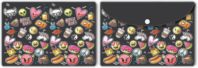 Nourish Plastic Document Folder(Set Of 2, EMOJI COLOURFUL)