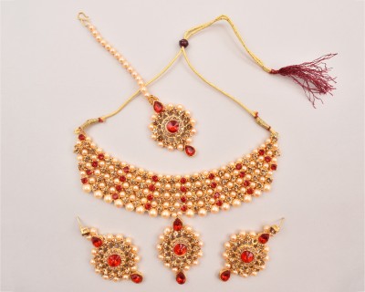 Anu Jewellery Alloy Silver Red, Gold Jewellery Set(Pack of 1)