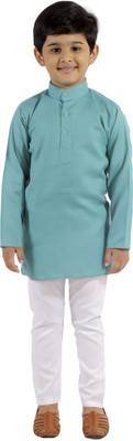 Fourfolds Boys Casual Kurta and Pyjama Set(Light Blue Pack of 1)