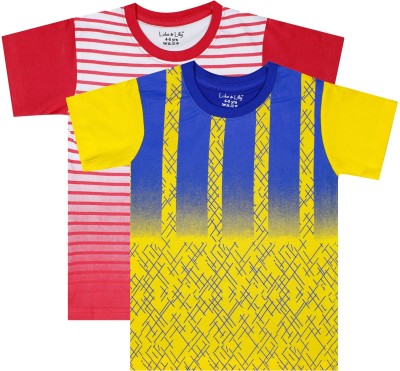 Luke and Lilly Boys Striped Cotton Blend Regular T Shirt(Multicolor, Pack of 2)